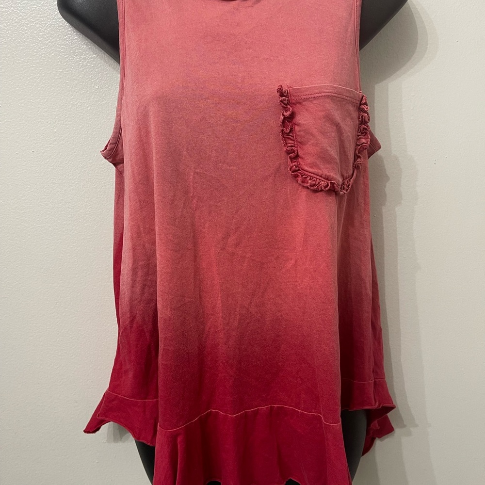 Vintage Havana Pink and Red Ruffled Tank Top